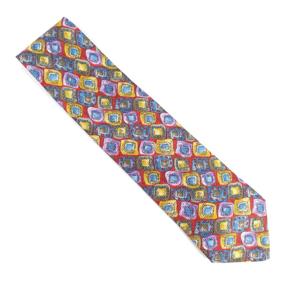 Carrot & Gibbs Men Necktie Pure Silk Geometric Multicolor Size 57x4 - NWOT